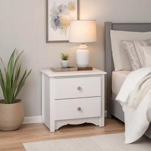 Prepac Sonoma White 2-Drawer 23.25 in. W Traditional Nightstand Side Table, Night Stand Bedside Table, Nightstand for Bedroom WDC-2422
