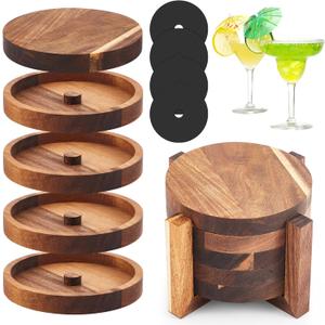 Margarita Salt Rimmer Set, 5-Tier Acacia Salt Rimming for Cocktails, Bartender Accessories & Home Bar Gifts, Complete Margarita Kit for Christmas Valentine's Day Party