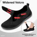 LeIsfIt Womens Wide Diabetic Shoes Adjustable Barefoot Walking Shoes Breathable Zero Drop Sneakers for Wide Width Arthritis Edema Feet (Black) Size 8