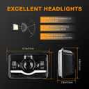 4x6 Headlights LED Dot Approved with Red Devil Eye DRL Compatible with Peterbilt 379 Kenworth T800 Oldsmobile Semi Truck- 4PCS