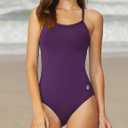 baleaf Women's Athletic Training Adjustable Strap One Piece Swimsuit (Purple, L)