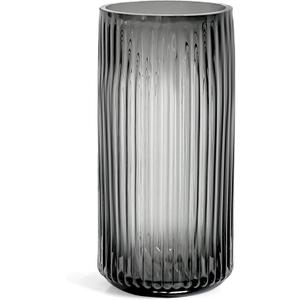 Muyan 7.5" Flower Vase for Decor Ribbed Glass Vase Modern for Centerpieces Desktop Home Office Dining Living Room Wedding (Gray)