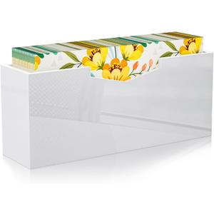 HELPLEX White Acrylic Guest Towel & Napkin Holder - Waterproof Splash-Proof Vertical Design for Bathroom, Kitchen, Dining Table - Home Hotel Office Organizer (1-Pack)