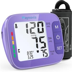 Blood Pressure Monitor for Home Use, Large Upper Arm Blood Pressure Cuff with Backlight, Automatic Digital BP Machine for Seniors, Heart Rate Monitor & Storage Bag (Purple)