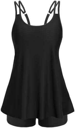 Yonique Womens Two Piece Swimsuits Tankini Top with Boy Shorts Tummy Control Bathing Suits Athletic Swimwear, Size XL