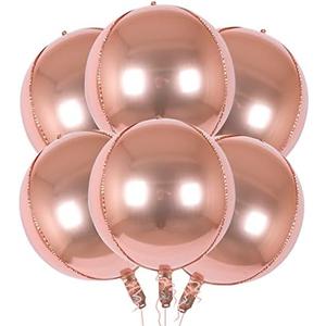 AULE Black Party Balloon Decorations - Pack of 6, Jumbo 22 Inch 4D Metallic Pink Balloons, Large Foil Sphere Big Round Mylar Balloons
