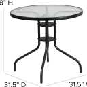 Flash Furniture Bellamy 31.5" Round Indoor/Outdoor Tempered Glass Metal Frame Side Table