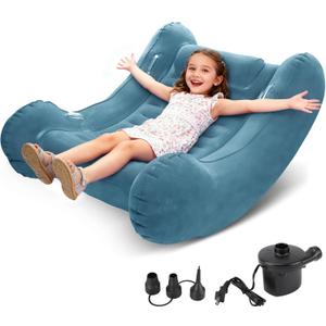 Sensory Rocker Chair for Kids, 55 x 55 x 46 Air Cloud Rocker, Inflatable Sensory Chair for Autistic ADHD Child, Indoor/Outdoor Toddler Rocking Chair-Includes Air Pump (Green)