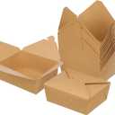48 oz Take Out Food Containers 100 Pack, Disposable Kraft Paper To Go Containers Boxes, Microwaveable Leak and Grease Proof Take Out Boxes for Restaurant, Catering and Party