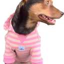 YQYS Dog Hoodie with Leash Hole, Striped Cotton Sweatershirt for Small Dogs, Good Look Outfits in Park, Daily Wear Warm Puppy Apparel for Indoor Outdoor Walking Pink Medium