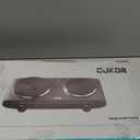 CUKOR Double Cast Iron 2 Burner, 1800W Countertop Burner, Dual Electric Stove Burners, Portable Double Burner for Cooking