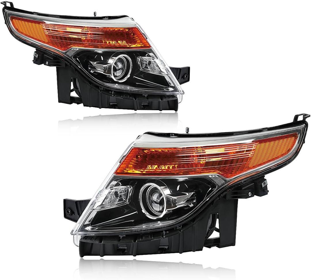 AutoZest Black Pair Headlights Compatible With 2011-2015 Ford Explorer