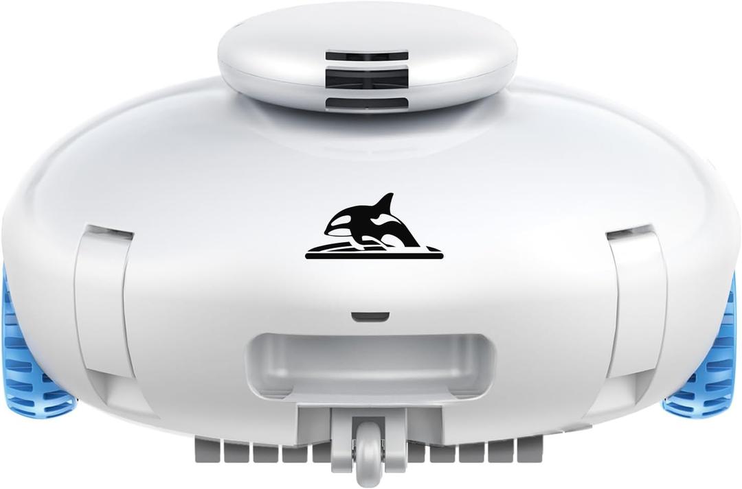 2025 Cordless Robotic Pool Vacuum, Pool Cleaner for Above Ground/Inground Pools - 7500mAh Battery, Lightweight, 140mins Runtime, Powerful Suction Pool Cleaner Vacuum for Flat-Bottom Swimming Pools (White)