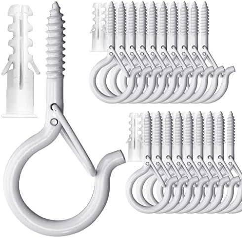 PlusRoc 12 Pack Ceiling Hooks for Hanging Plants, Planters, Outdoor String Lights, 2.2 Inch White Q-Hanger Cup Hook Screw in Ceiling Hooks Eye Hook, Wall Ceiling Fence Mount