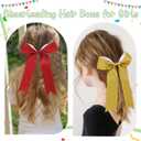 Long Tail Glitter Cheer Bows 16 PCS Collegiate Style Cheer Bows Ponytail Holder Handmade Bows for Girls Teens Cheerleader Sports (Glitter Red)