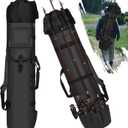 Fishing Bag Fishing Rod Case, Oxford Portable Folding Fishing Pole Bag Large Capacity Outdoor Waterproof Tackle Storage Travel Backpack Carry Organizer Fishing Accessories for Fishing Hiking, Black