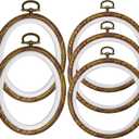 5 Pack Embroidery Hoops Set - 8" Round Embroidery Hoops, 9'' Oval Cross Stitch Hoops, Imitated Wood Grain Rings for Craft, Sewing, Needlework
