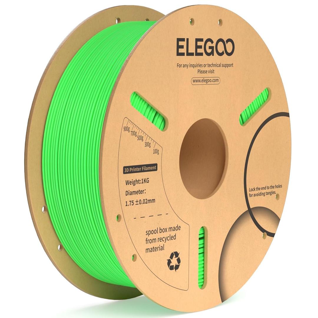ELEGOO PLA Plus Filament 1.75mm Neon Green 1KG, PLA+ Tougher and Stronger 3D Printer Filament Pro Dimensional Accuracy +/- 0.02mm, 1kg Spool(2.2lbs) Fits for Most FDM 3D Printers