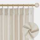 Cream Beige Pinch Pleat Linen Curtains 84 Inch Length 2 Panels Set for Bedroom Dining Room Semi Sheer Linen Boho Farmhouse Neutral Window Curtains 84 Inches Long for Living Room Nursery 40x84