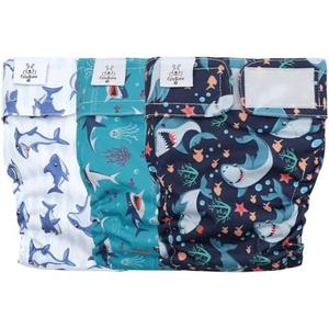 CuteBone Washable Dog Diapers Female No Tail Hole 3 Pack Reusable Doggie Period Training Pants for Docked-Tail Frenchie French Bulldog Boston Terrier Without Tail WWD25M, M