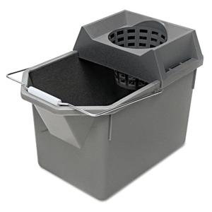 Rubbermaid Commercial Products, 15-Quart Lightweght Pail/Mop Bucket with Mop Strainer/Wringer Combo, Gray, Heavy Duty Mopping/Cleaning for Professional/Janitorial Use
