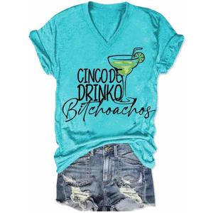 Cinco De Drinko Bitchachos Tshirt Women Cinco De Mayo Shirt Mexican Funny Tee, XX-Large, Teal