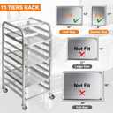 Lopeztek 10-Tier Quarter & Half Sheet Pan Rack - Bread Baking Speed Rack for Cooling, Bakery Stand with wheels for Bun Pan Tray, Home Kitchen Tiered Rolling Cart for Oven(for 1/2 & 1/4 Sheet)
