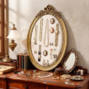 Wonderjune Vintage Jewelry Display Stand with 80 Pins, 24.8" x 13" Oval