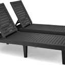 YITAHOME Chaise Outdoor Lounge Chairs with Adjustable Backrest, Multi-Functional Patio Loungers Easy Assembly & Lightweight, Waterproof Poolside Chaise Lounge with 265lbs Capacity,Set of 2, Black