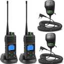 SAMCOM FPCN30A 5Watt Walkie Talkie Long Range Two Way Radio Rechargeable with Speaking Mic, SAMCOM 2-Way Radios Heavy Duty Walky Talky with Shoulder Mic for Business Commercial Construction, 2 Packs
