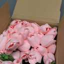 Janinka 100pcs Artificial Tulip Flowers Fake PU Tulips Faux Latex Bouquet Flower Centerpieces Arrangement Floral for Mother Day Wedding Spring Decorations (Light Pink)