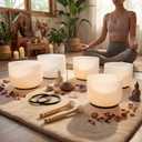 Nuanchu 4 Pcs Crystal Singing Bowl Mallet Bowl Striker and O Ring Set, Include 2 Rubber Head Wood Handle Mallet with 2 Rubber O Rings for Playing Crystal Singing Tool Buddhist Meditation Yoga
