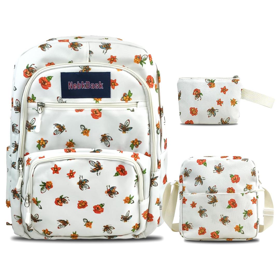 NebkDask Travel Laptop Backpack for Women & Men, Water Resistant Carry On Backpack Fits 15.6 Inch Laptop, Large Side Pocket for Owala FreeSip Bottles, Personal Item Bag for Travel Work College(White)