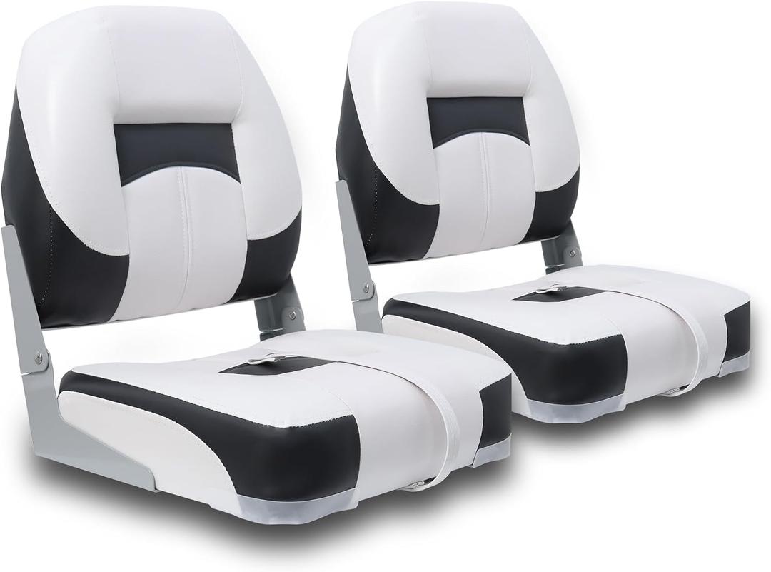 Low Back Folding Boat Seats 2 Pack Deluxe Marine Fishing Boat Seat