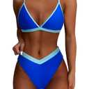 SUUKSESS Women Triangle High Cut Bikini Sets Sexy High Waisted 2 Piece Swimsuit M