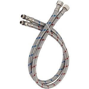 BATHLAVISH 32-Inch Long Bathroom Kitchen Faucet Connector Braided Stainless Steel Supply Hose 3/8-Inch Female Compression Thread x M10 Male Connector, x 2 Pcs (1 Pair)