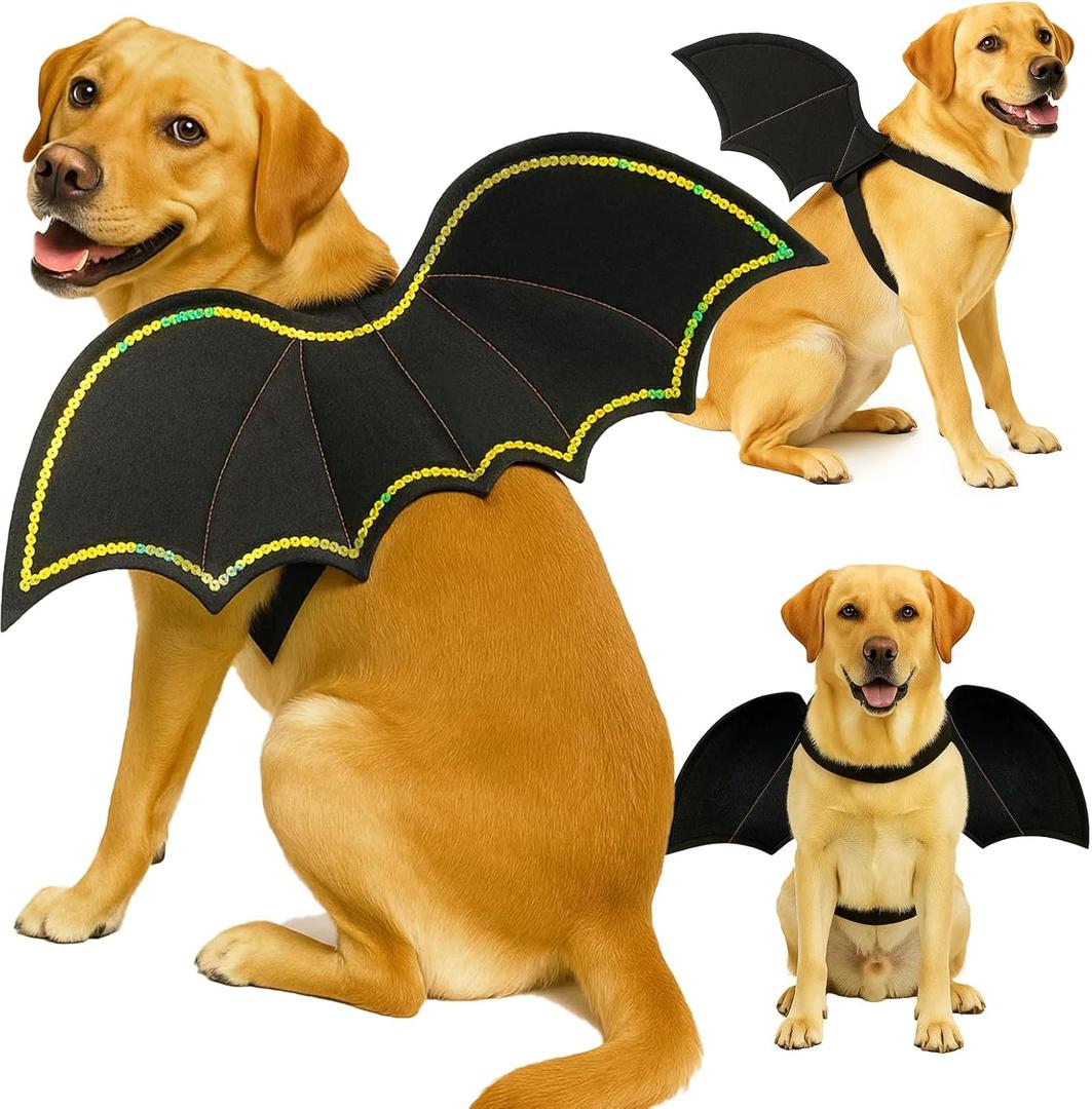 Halloween Dog Bat Wings Costume - Pet Costume for Party Puppy Apparel for Small Medium Large Dogs Funny Doggy Cosplay Dress Up Accessories L-XL