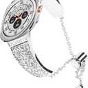 Compatible for Samsung Galaxy Watch Ultra Band,Women No Gap Bling Galaxy Watch Ultra Bracelet Adjustable Replacement Strap Wristband for Samsung Galaxy Watch Ultra 47mm (2025/2024) (Silver)