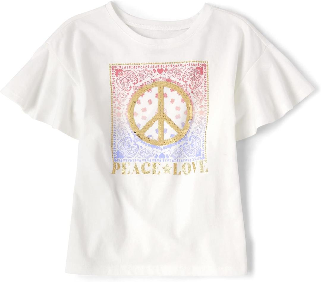The Children's Place Girls' Short Sleeve Fashion Graphic T-Shirt (White, XS)