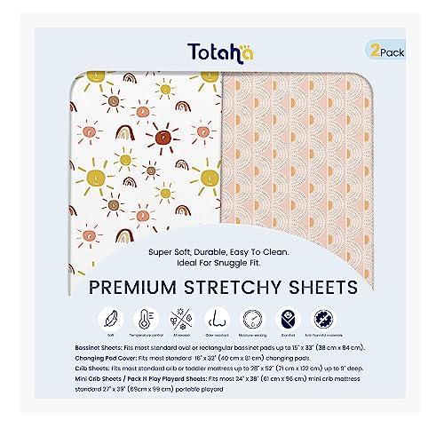 TotAha Premium Stretchy Changing Pad Covers Boho, Buttery Soft Rainbow Diaper Changing pad Covers for Girls Boys, Ultra Comfort Changing Table Covers, 5'' Deep Pocket M