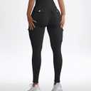 Butt Lifting Leggings with Flap Pockets Workout Cargo Leggings for Women High Waist Tummy Control Running Yoga Pants (M)
