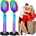 Photo Booth for iPad 10.2'' 10.5'' 10.9" 11" 12.9" 13" Shell Stand Selfie Station Customized Logo Photobooth Machine with Beauty RGB Ring Light and Honeycomb Box for Events Wedding Parties