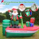 8FT Christmas Inflatables Santa Claus Fishing on a Boat with Colorful Gift Boxes, Giant Blow Up Santa Outdoor Decorations with Built-in Lights for Yard Lawn Garden Xmas Party Holiday Decor