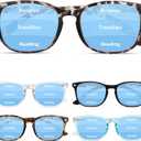 CCVOO 5 pack Reading Glasses for Women/Men, Bifocal, Progressive, Readers for Women/Men, Eye glasses, Blue Light Glasses (C1 Mix: Black, Leopard, Tortoise, Blue, Transparent - Progressive)