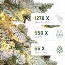 YITAHOME Pre-Lit Mountain Pine Flocked Christmas Tree with Remote, 7.5FT Pre-Decorated Hierarchical Tower Flocked Christmas Tree, 1278 Branch Tips, 550 Lights, 55 Pine Cones for Party Home Deco