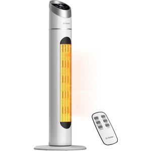 Space Heater for Indoor Use, 34" Space Heater for Large Room, 1500W Tower Heater with Remote, Adjustable Thermostat, 12H Timer, 70 Oscillation, Overheat & Tip-Over Protection, White