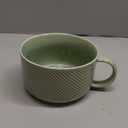 Ceramic Soup Bowl with Handle: 38 oz Microwave Safe Extra Large Mug for Oatmeal, Cereal, Breakfast, Meal Prep, Work Lunch, Dorm Living, Single Serve Dinner - 6 Inch, Pea Green