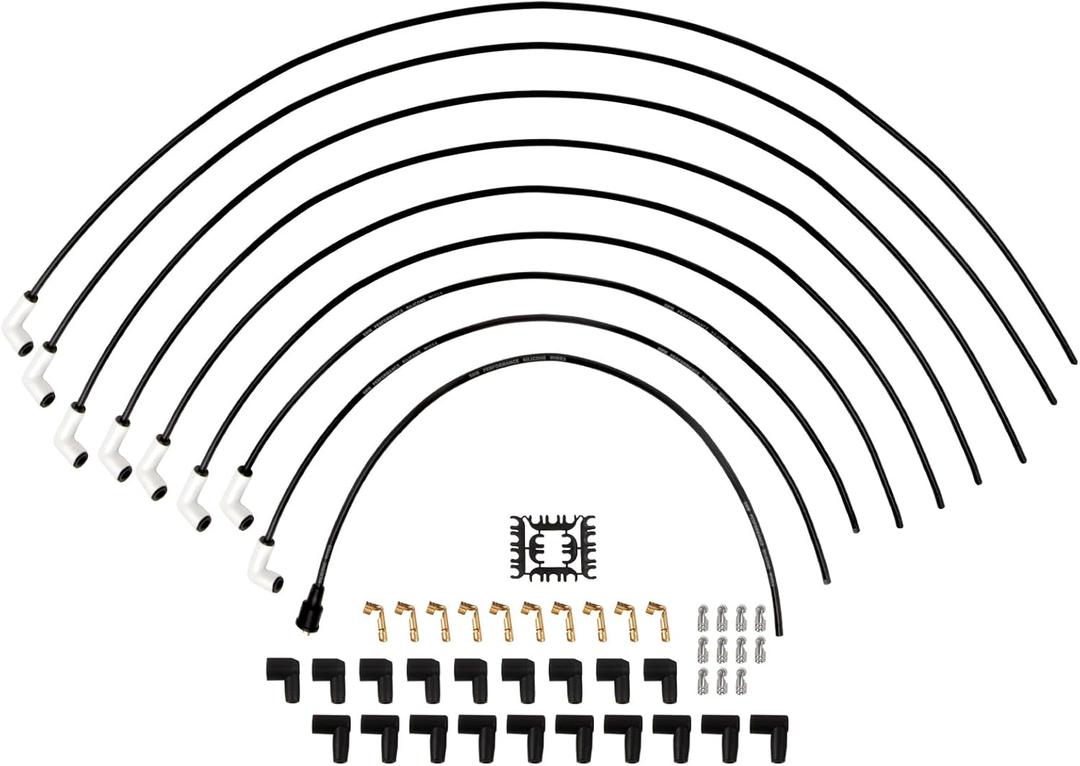 Universal 9001C Extreme 9000 Spark Plug Wire Set 8mm, 90 Degree White Ceramic Boots