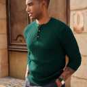 PJ PAUL JONES Mens Sweater Casual Henley Pullover Cable Knitted Sweater (X-Large, Dark Green)