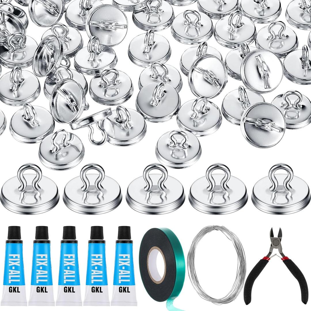 WILLBOND Plant Anchor Kit, 80 Pcs Vine Anchors 5 Pack Silicone Adhesive Sealant Garden Tie Tape Metal Wire Wire Cutters for Spring Trellis Vine and Stucco Brick Wall Climbing Plants Supplies(Silver)